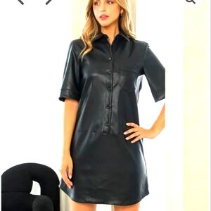 mango faux leather shirt dress MANGO - Die-cut faux leather dress Black - 6